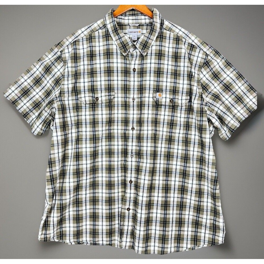 Carhartt Shirt * Mens 4XL * Short Sleeve Button Down Plaid Relaxed Fit